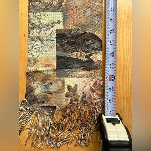 🧚NWOT Etherial Fairy Vintage Sulamith Wülfing Rare Unique Fringed Scarf 7”x 51 - Picture 5 of 17